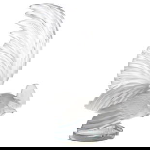 Lalique Crystal Rooster Paperweight Sculpture: DESCRIPTION: Carved crystal rooster paperweight sculpture by Lalique. Features back sticker reading "Lalique crystal Paris" as well as signed on base "Lalique France". CIRCA: 20th century ORIGIN: Fran