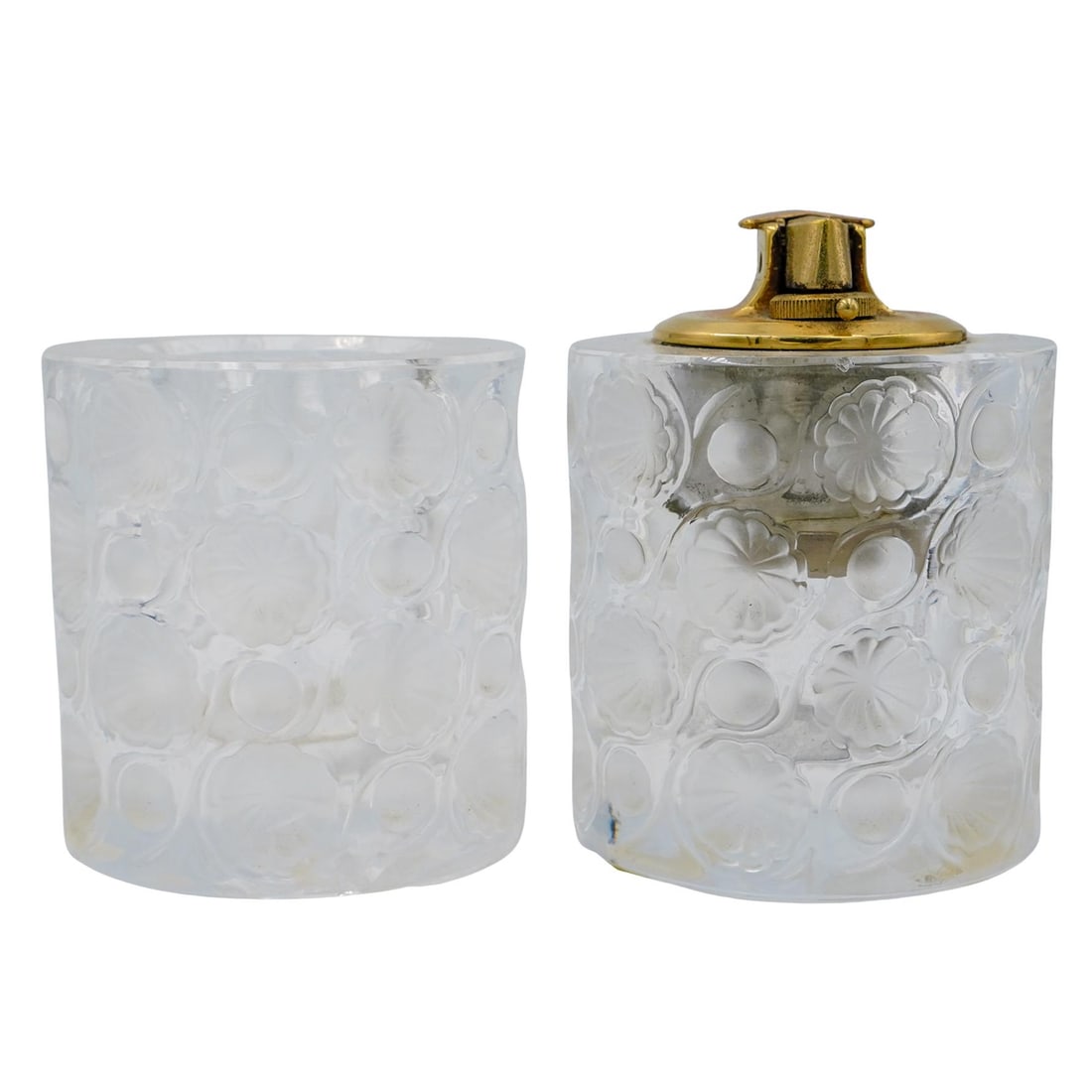 (2 Pc) Lalique Crystal "Tokyo" Desk Lighter & Cigarette Holder Set (1 of 8)