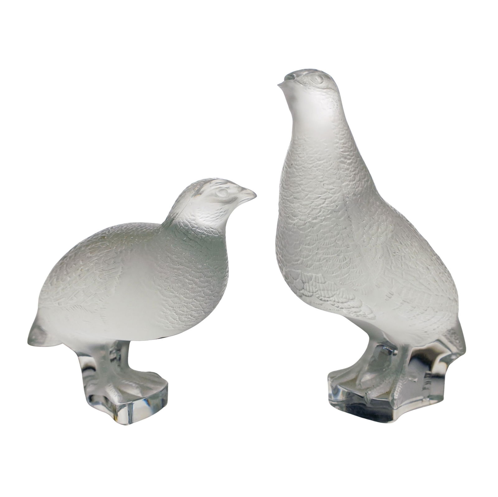 (2 Pc) Lalique Crystal Partridges Figurines (1 of 8)