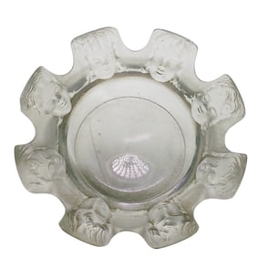 (2 Pc) Lalique Crystal Perfume Bottle and Ashtray Grouping