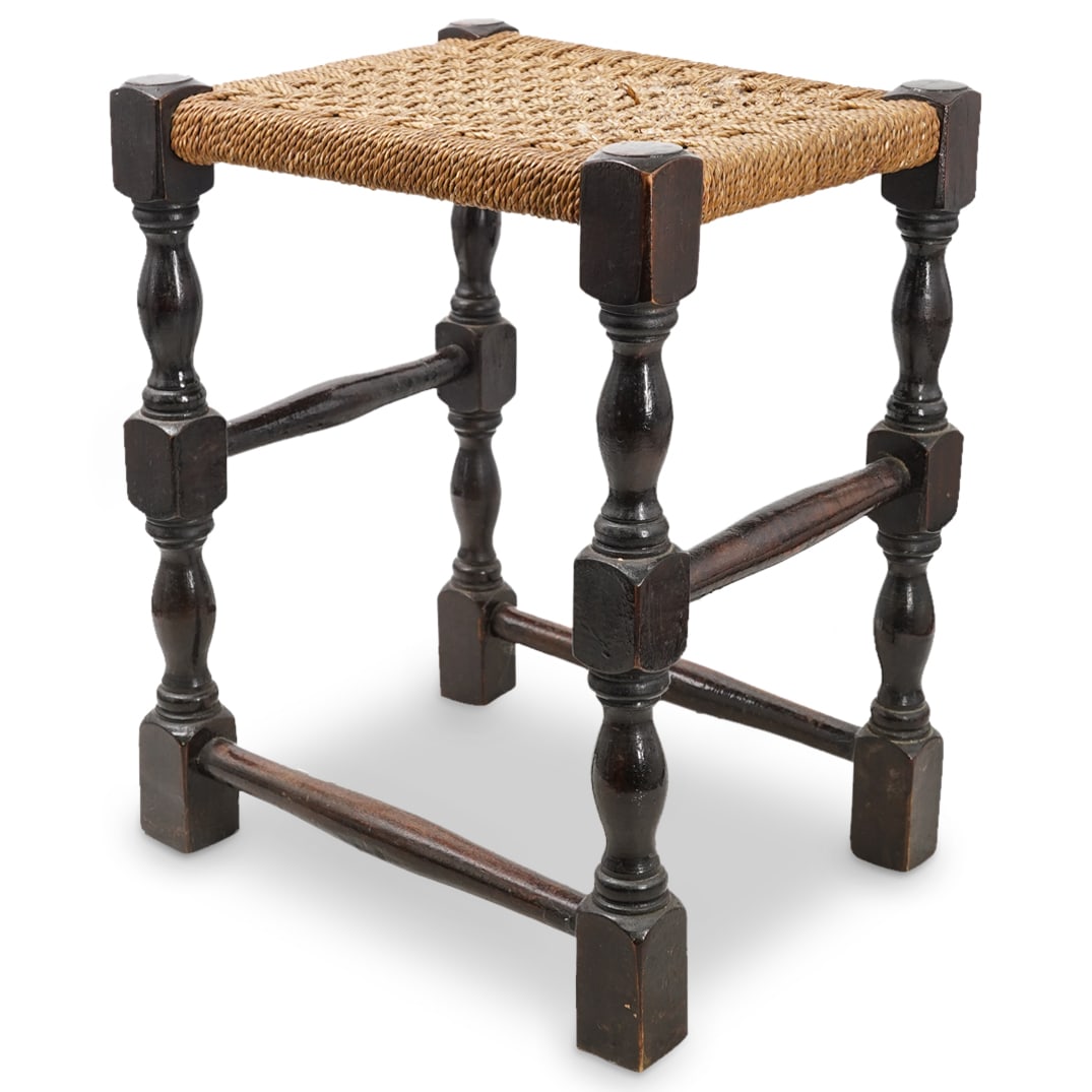 Vintage English Rope and Turned Wood Stool (1 of 5)