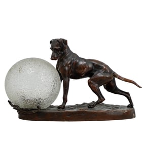 Art Deco Spelter Dog Lamp