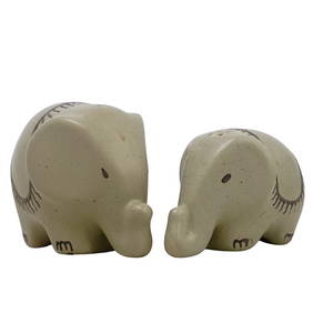 (2 pcs) Emilia Castillo (1958-, Mexican) Silverplate Porcelain Elephant Shakers (1 of 6)