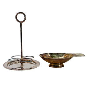 (2 Pc) Christofle Silver Plated Cruet Stand and Footed Dish (1 of 10)