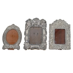 (3 Pc) Peruvian Sterling Silver Repousse Desk Frames