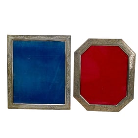 (2 Pc) 900 Silver Large Etched Desk Photo Frames