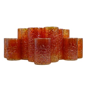 (14 Pc) Rick Strini Iridescent Glass Water Cups