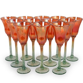 (12 Pc) Rick Strini Iridescent Wine Glasses