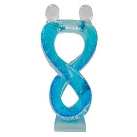 Signed Murano Blown Glass Lovers Sculpture