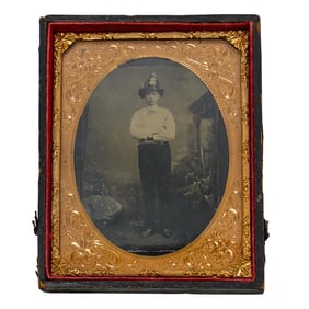 Antique Tintype Portrait Of A Fireman