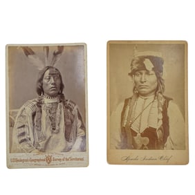 (2 Pc) Antique Native American Chief Cabinet Cards
