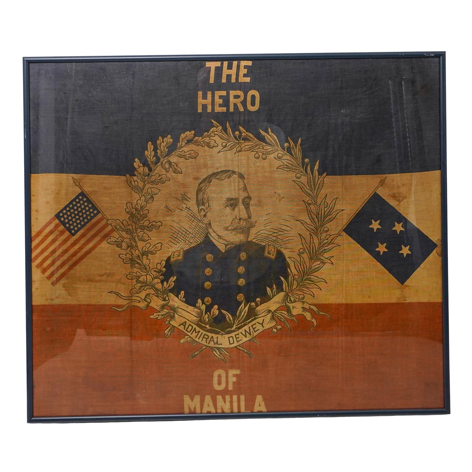 Spanish-American War 'Admiral Dewey' Commemorative Framed Bandana (1 of 4)