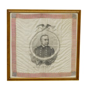 Antique Patriotic Silk Handkerchief "Rear Admiral George Dewey of the U.S.N. "