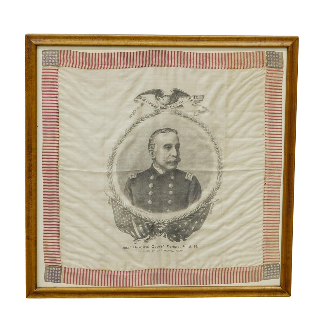 Antique Patriotic Silk Handkerchief "Rear Admiral George Dewey of the U.S.N. " (1 of 5)