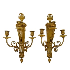 Pair of French Ormolu Wall Sconce Candelabras