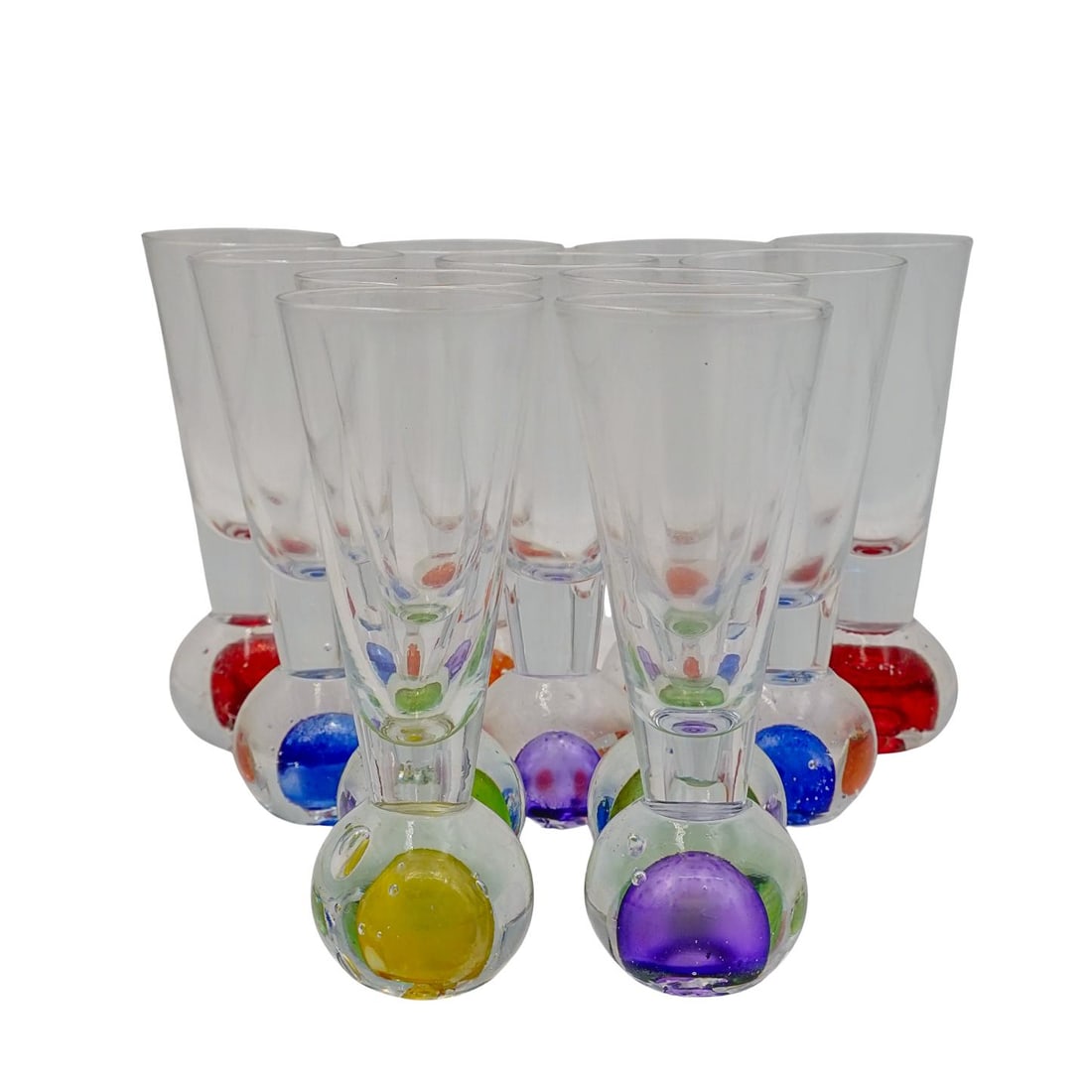 (11 pcs) Art Glass Colorful Cordial Shot Glasses (1 of 6)