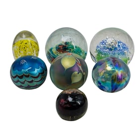 (7 Pc) Vintage Art Glass Paperweights