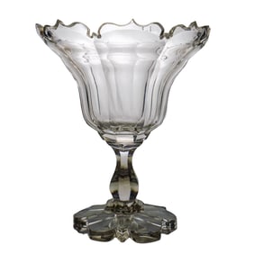 Bohemian Clear Cut Glass Footed Bowl
