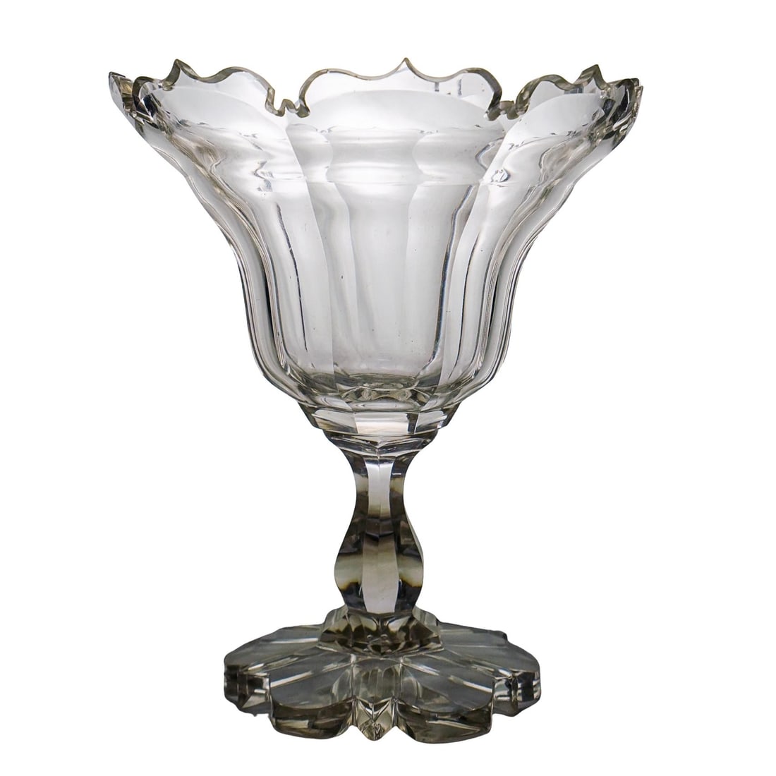 Bohemian Clear Cut Glass Footed Bowl (1 of 5)