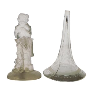 Antique Frosted Glass Figural Bud Vase