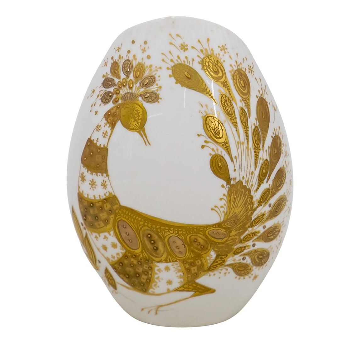 Rosenthal Studio-Linie Bjorn Wiinblad Porcelain Vase: DESCRIPTION: Rosenthal Studio-Linie Bjorn Wiinblad porcelain vase depicting a bulbous form, in white glazed porcelain, with a hand painted bird motif. It was crafted in the 1970s as part of the 'Quatr