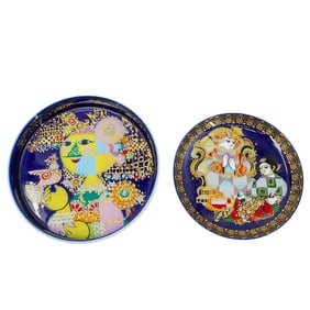 (2 Pc) Rosenthal Studio-Linie Bjorn Wiinblad Porcelain Plate & Bowl Set.