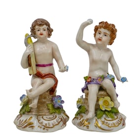 (2 pcs) Dresden Porcelain Figurines