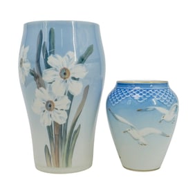 (2 pcs) Copenhagen Porcelain Vases