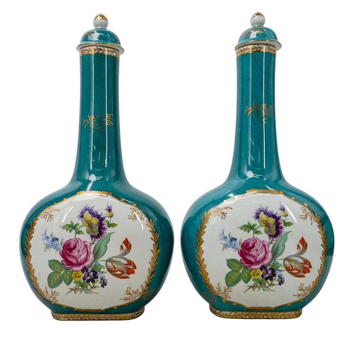 Pair Of French Floral Porcelain Decanters (1 of 8)
