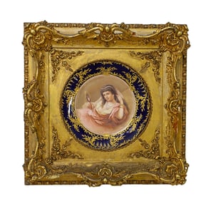 Royal Vienna Framed Hand Painted Porcelain Plate