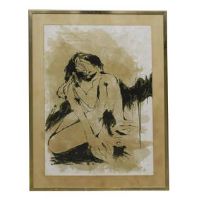Gino Hollander (American, 1924-2015) 'Nina Sentada' Signed Lithograph (1 of 7)