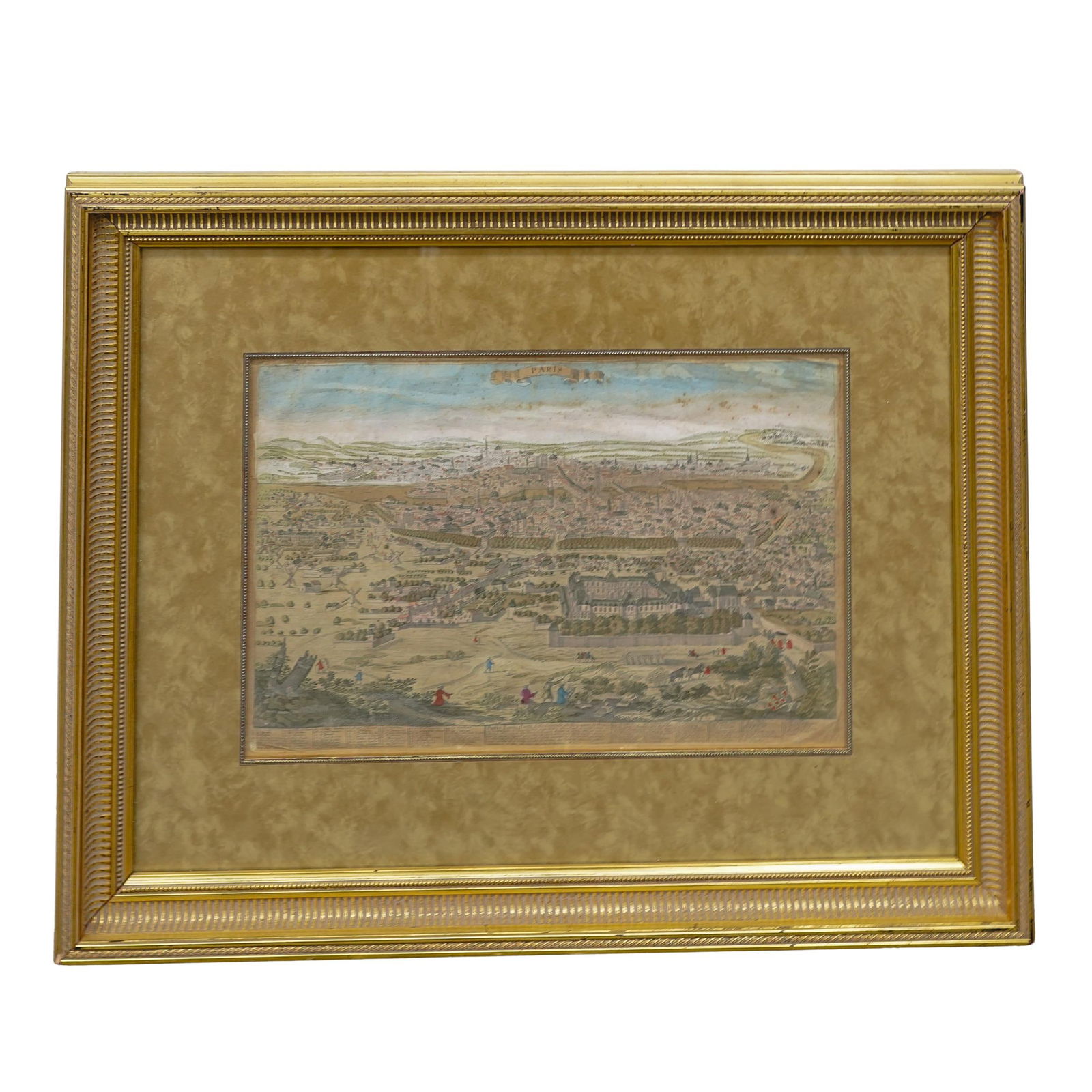 Antique Framed 'Paris' Colored Map Engraving (1 of 6)