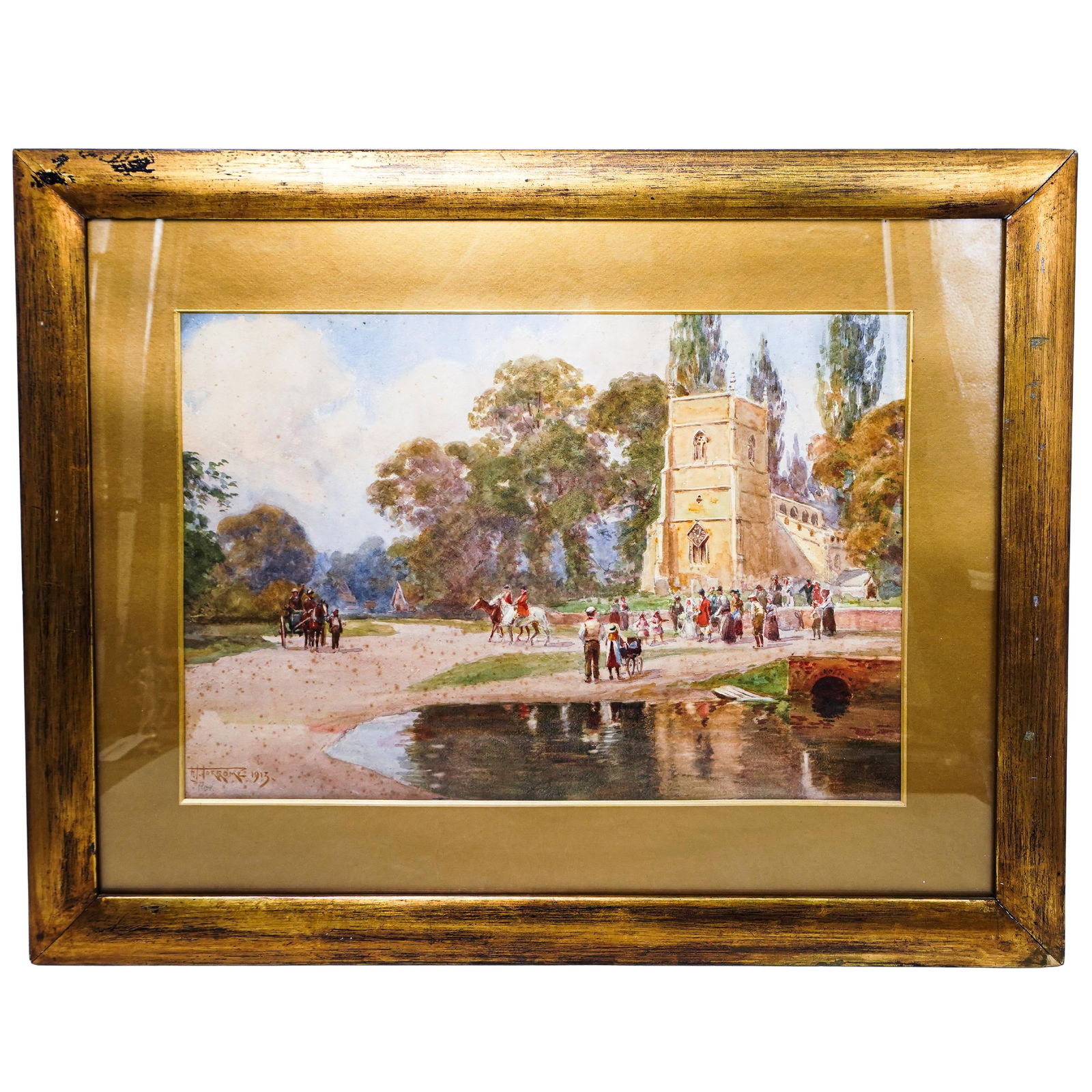 Antique Signed Watercolor On Paper Painting (1 of 5)