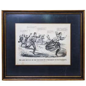 Rare Antique American Political Cartoon Lithograph