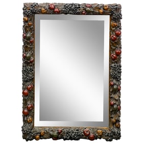 Vintage Heavily Carved Autumnal Rectangular Mirror