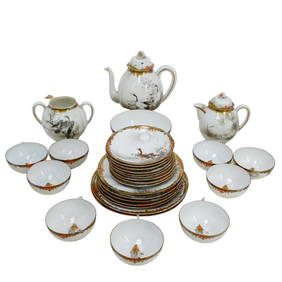 (29 pcs) Japanese Kutani Porcelain Eggshell Tea Set (1 of 11)