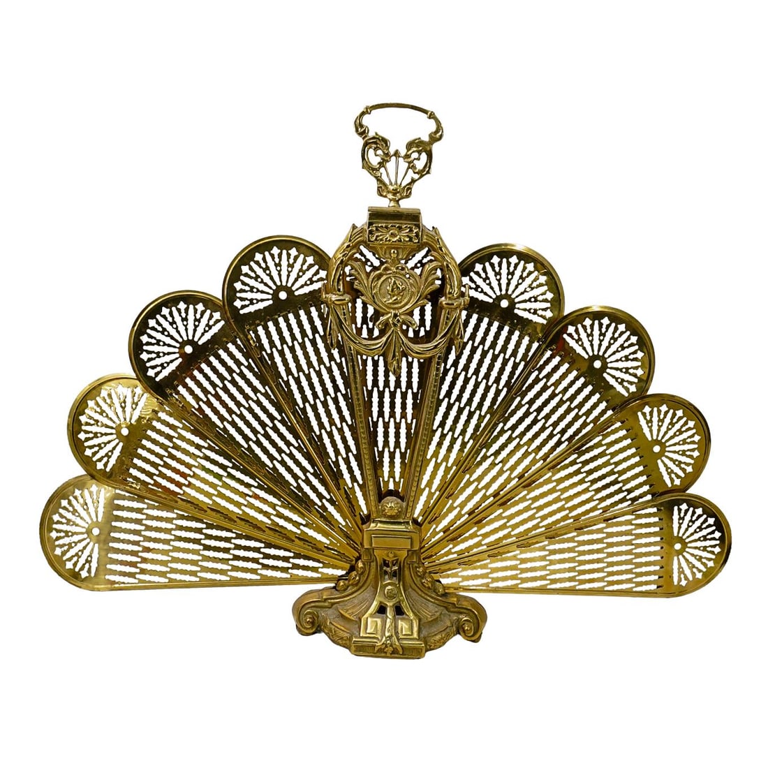 Antique Polished Brass Fan-Shaped Fireplace Screen (1 of 9)