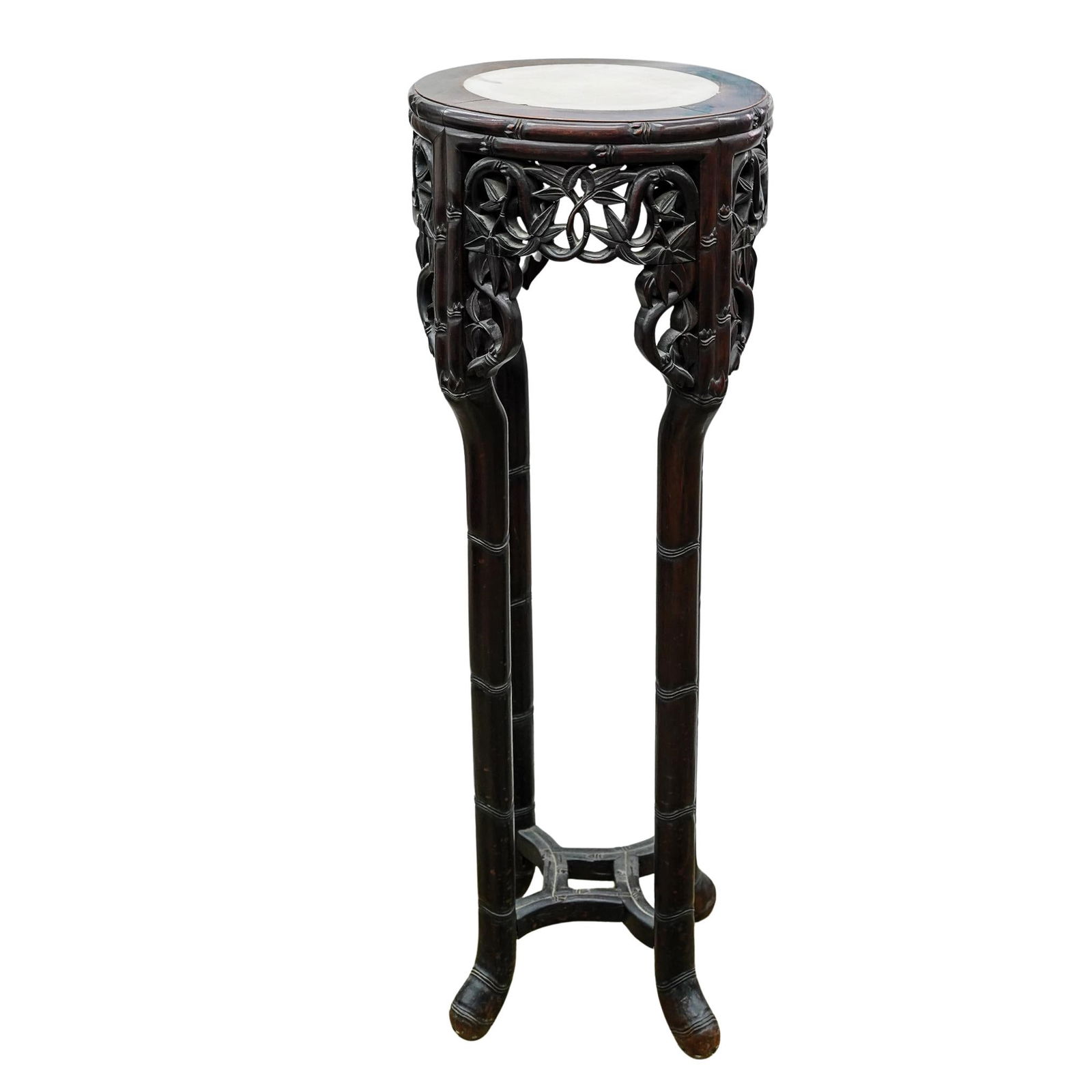 Antique Carved Wooden / Marble Top Plant Pedestal (1 of 6)