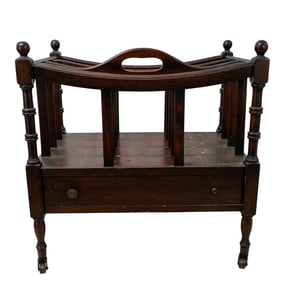 Antique English Wooden Canterbury Magazine Rack