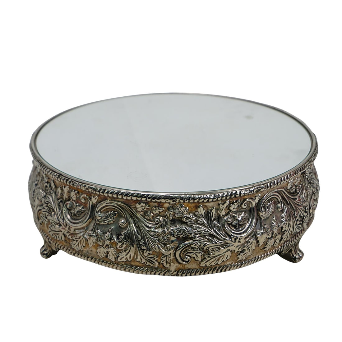 Silver Plated Footed Plateau Mirror (1 of 4)