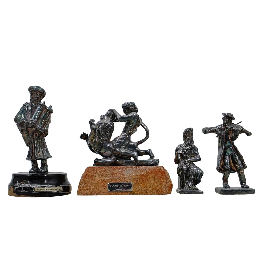 (4 Pc) Judaica Silver Overlay Figurines Collection (1 of 20)