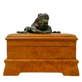 Brass Frog Wooden Trinket Box