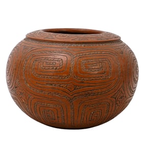 Signed Brazilian Etched Pottery