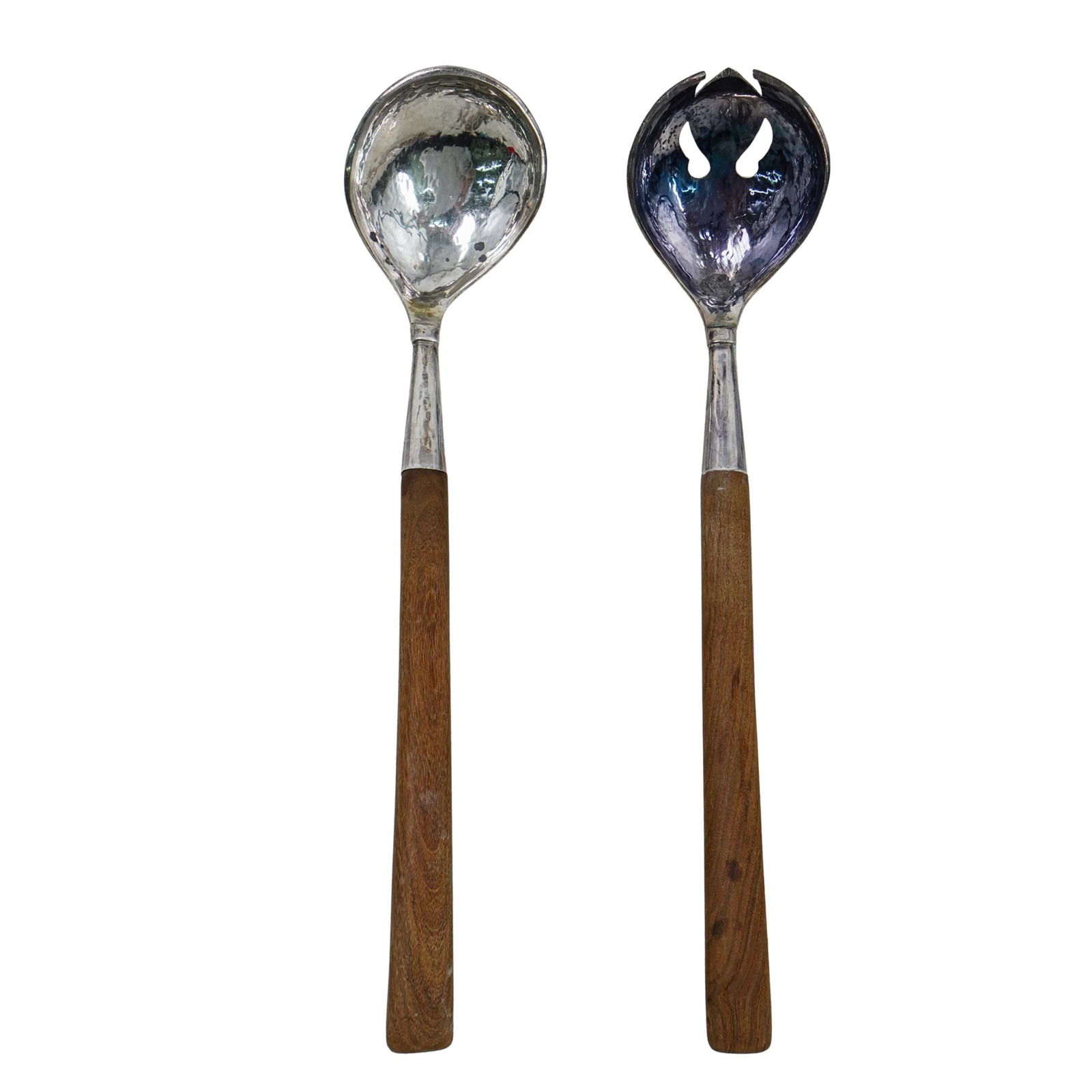 (2 Pc) Sterling Silver W/ Wooden Handle Salad Serving Utensils (1 of 8)