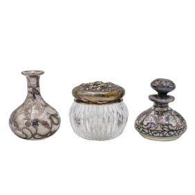 (3 pcs) Silver-Plated Glass Articles