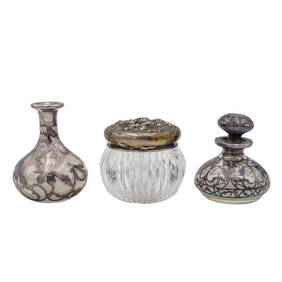 (3 pcs) Silver-Plated Glass Articles (1 of 12)
