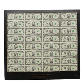 Uncut U.S. Federal Reserve Notes $2 Sheet Collection