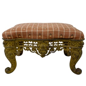 Antique Textile Upholstered Footstool