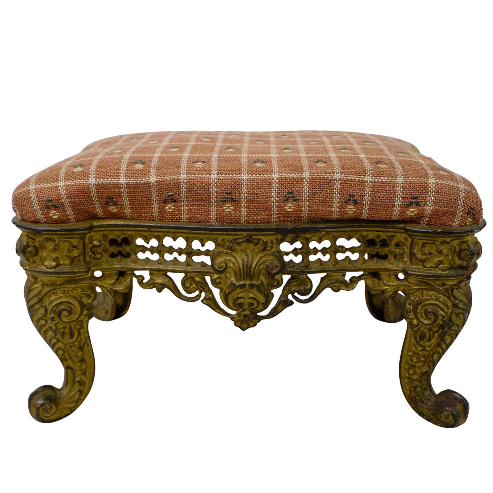 Antique Textile Upholstered Footstool (1 of 5)