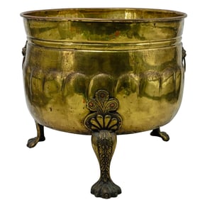 English Polished Brass Large Footed Planter